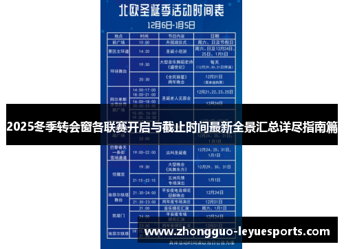 2025冬季转会窗各联赛开启与截止时间最新全景汇总详尽指南篇