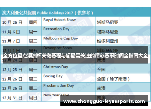 全方位盘点澳洲杯关键赛程与您最需关注的精彩赛事时间全指南大全